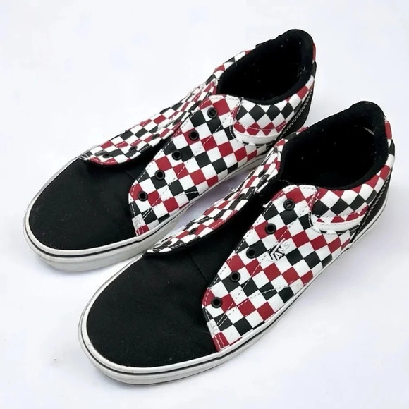 Vans Other - Vans checkered black red white shoes youth size 7 No Laces